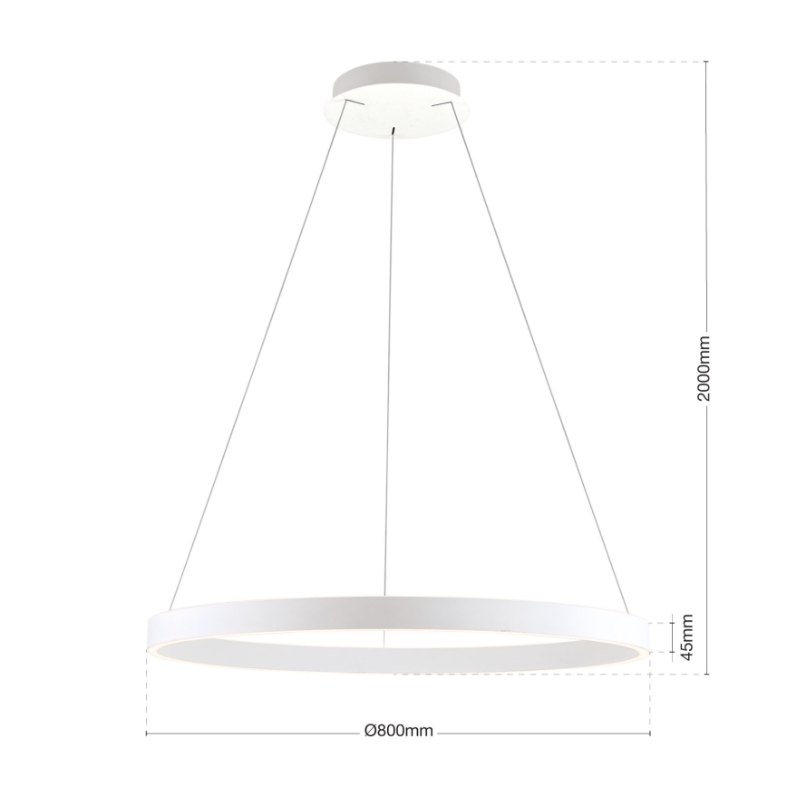 regulējama LED lustra uz kabeļa KOLK LED/80W/230V 2700/3000/4000K Ø 80 cm balta