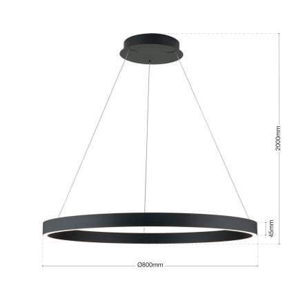 regulējama LED lustra uz troses KOLK LED/80W/230V 2700/3000/4000K Ø 80 cm, melna