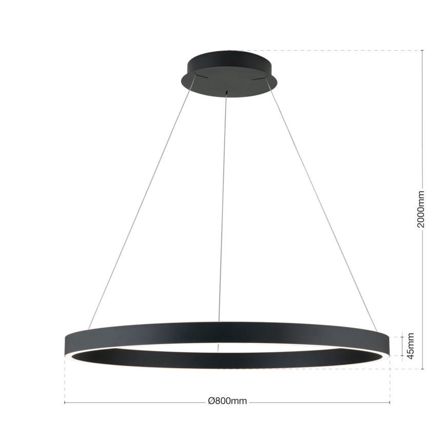 regulējama LED lustra uz troses KOLK LED/80W/230V 2700/3000/4000K Ø 80 cm, melna