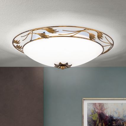 Griestu lampa FLEUR 3xE27/60W/230V d. 50 cm bronza