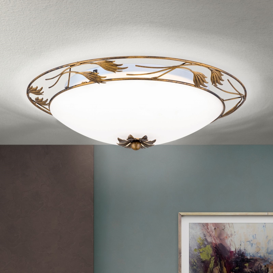 Griestu lampa FLEUR 3xE27/60W/230V d. 50 cm bronza