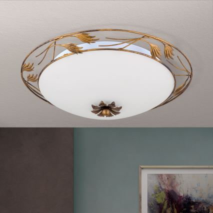 Griestu lampa FLEUR 3xE27/60W/230V d. 50 cm bronza
