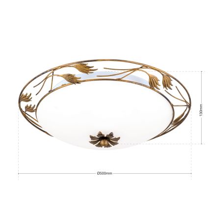Griestu lampa FLEUR 3xE27/60W/230V d. 50 cm bronza