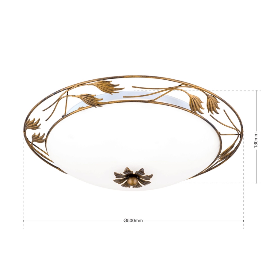 Griestu lampa FLEUR 3xE27/60W/230V d. 50 cm bronza