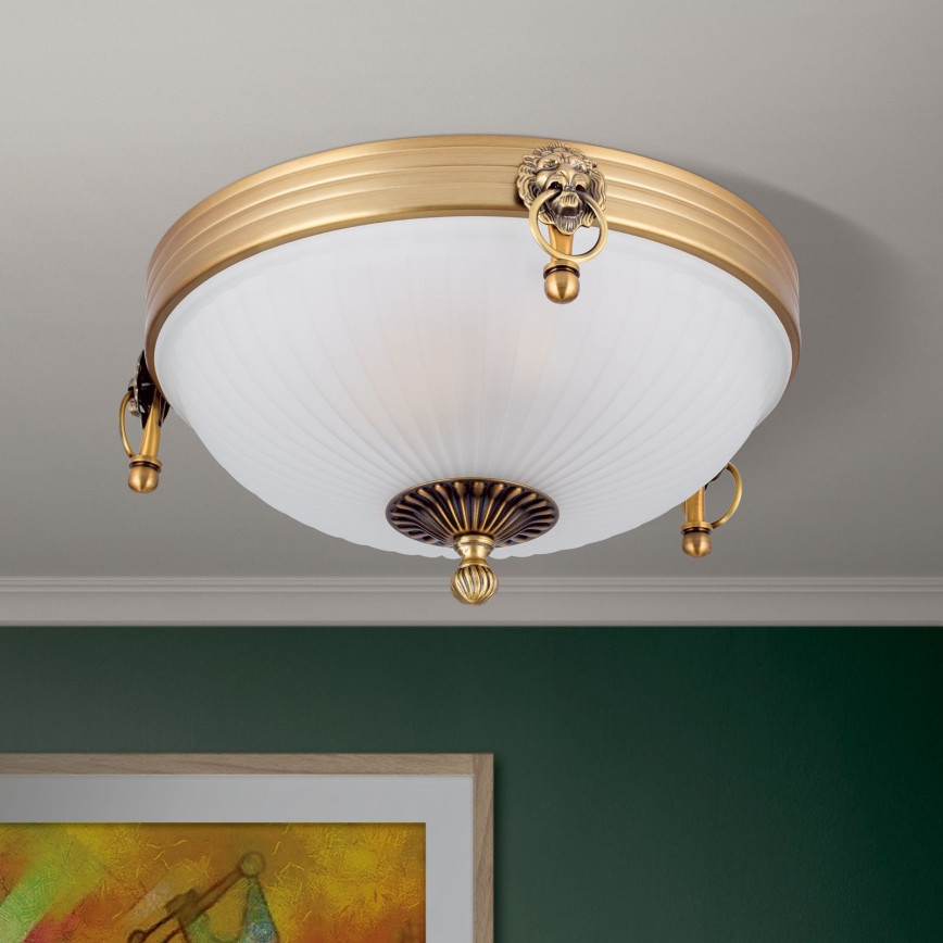 Griestu lampa ROCCA 2xE27/60W/230V d. 31 cm bronza/balta