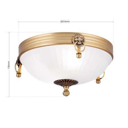 Griestu lampa ROCCA 2xE27/60W/230V d. 31 cm bronza/balta