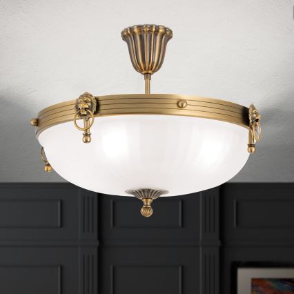 Virsapmetuma lustra ROCCA 4xE27/60W/230V d. 43 cm bronza/balta
