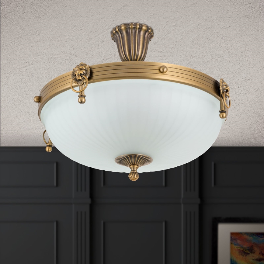 Virsapmetuma lustra ROCCA 4xE27/60W/230V d. 43 cm bronza/balta
