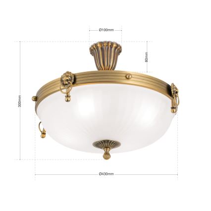 Virsapmetuma lustra ROCCA 4xE27/60W/230V d. 43 cm bronza/balta