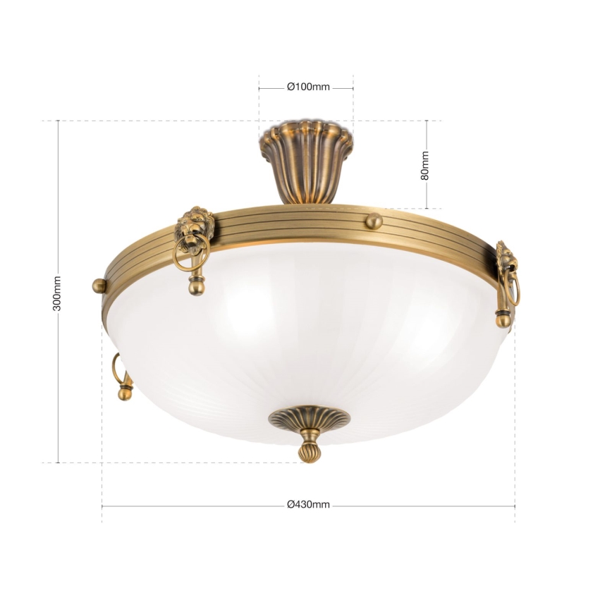 Virsapmetuma lustra ROCCA 4xE27/60W/230V d. 43 cm bronza/balta