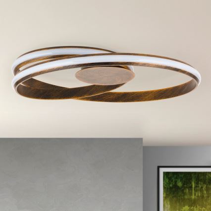 LED Aptumšojama griestu lampa CIRCUS LED/30W/230V brūna/patina