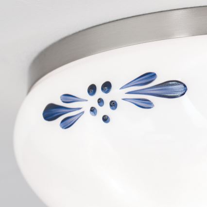 Griestu lampa LANDHAUS 1xE27/60W/230V d. 21 cm matēts hroms/balta