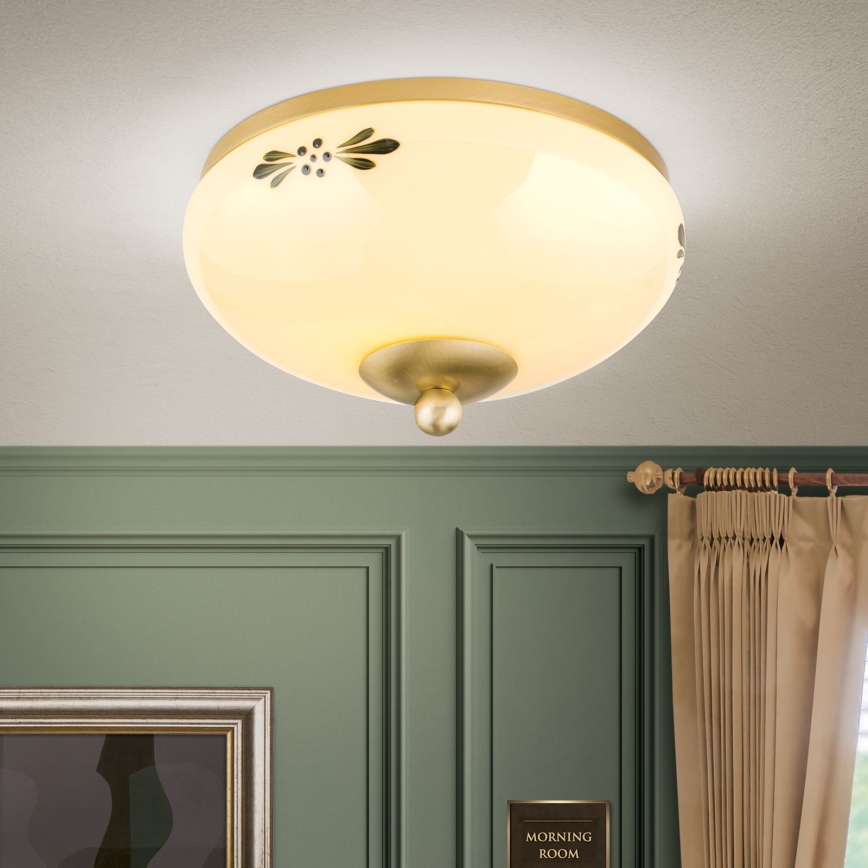 Griestu lampa LANDHAUS 1xE27/60W/230V d. 21 cm misiņš/bēša