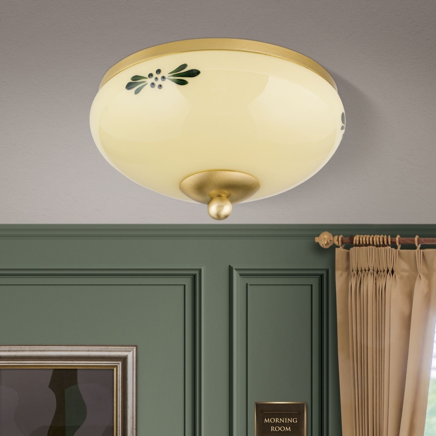 Griestu lampa LANDHAUS 1xE27/60W/230V d. 21 cm misiņš/bēša