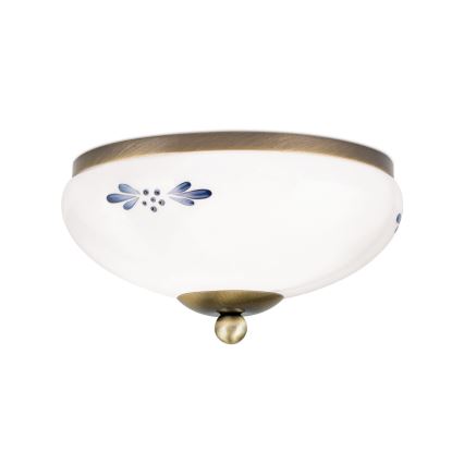 Griestu lampa LANDHAUS 1xE27/60W/230V Ø 21 cm bronza/balta/zila