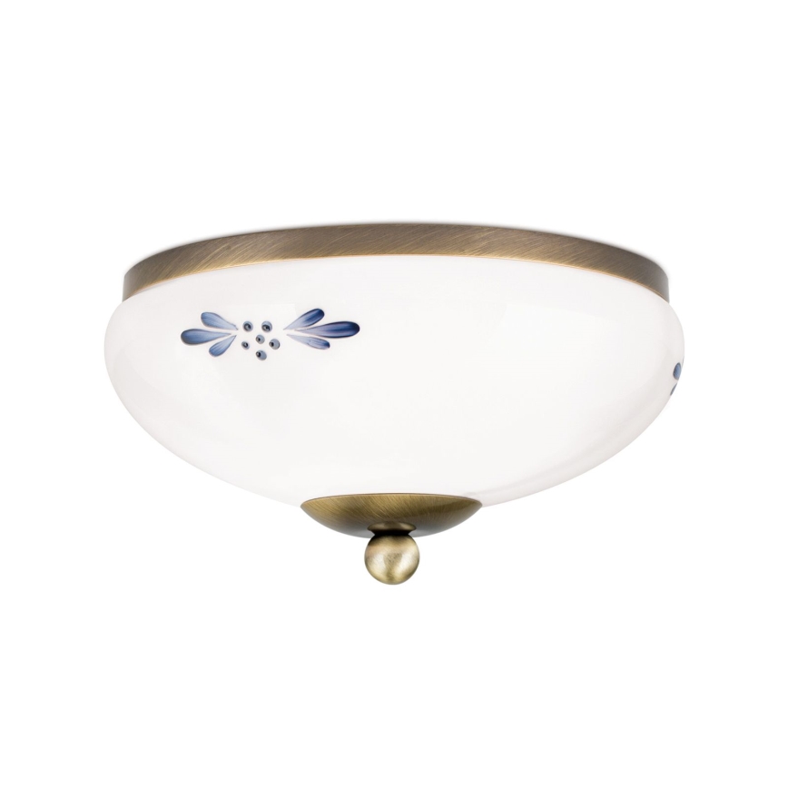 Griestu lampa LANDHAUS 1xE27/60W/230V Ø 21 cm bronza/balta/zila