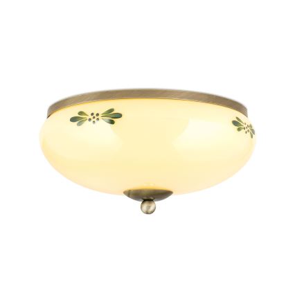 Griestu lampa LANDHAUS 2xE27/60W/230V d. 28 cm bronza/bēša