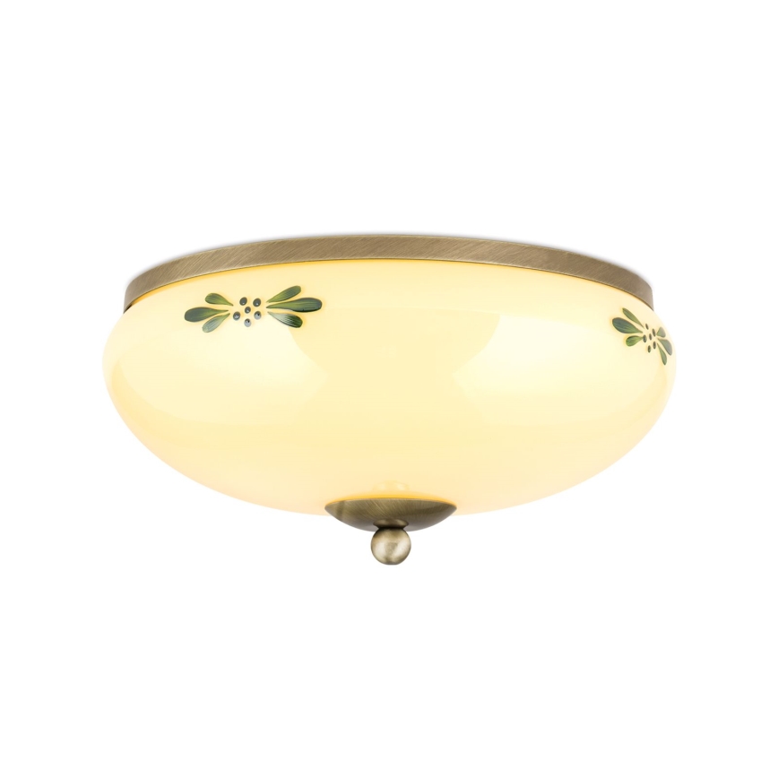 Griestu lampa LANDHAUS 2xE27/60W/230V d. 28 cm bronza/bēša