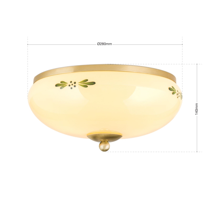 Griestu lampa LANDHAUS 2xE27/60W/230V d. 28 cm misiņš/bēša
