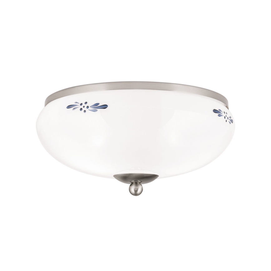 Griestu lampa LANDHAUS 2xE27/60W/230V d. 28 cm matēts hroms/balta