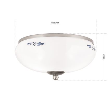 Griestu lampa LANDHAUS 2xE27/60W/230V d. 28 cm matēts hroms/balta