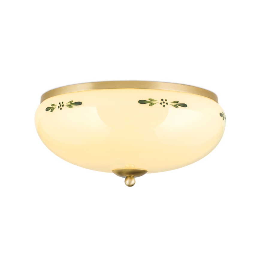 Griestu lampa LANDHAUS 3xE27/60W/230V Ø 35 cm misiņš/bēšs/zaļš