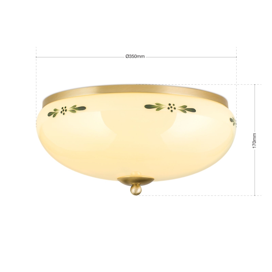 Griestu lampa LANDHAUS 3xE27/60W/230V Ø 35 cm misiņš/bēšs/zaļš