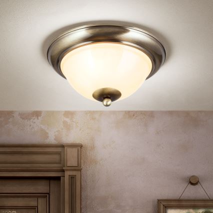 Griestu lampa AUSTRIAN OLD LAMP 2xE27/60W/230V d. 27 cm bronza/bēša