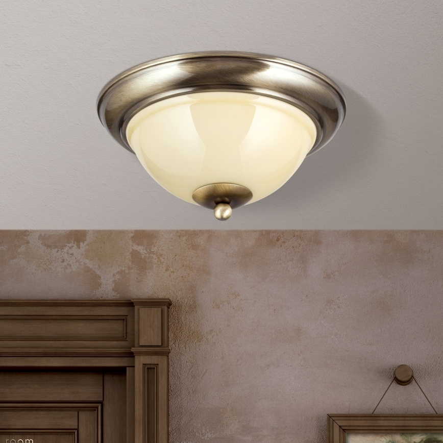 Griestu lampa AUSTRIAN OLD LAMP 2xE27/60W/230V d. 27 cm bronza/bēša