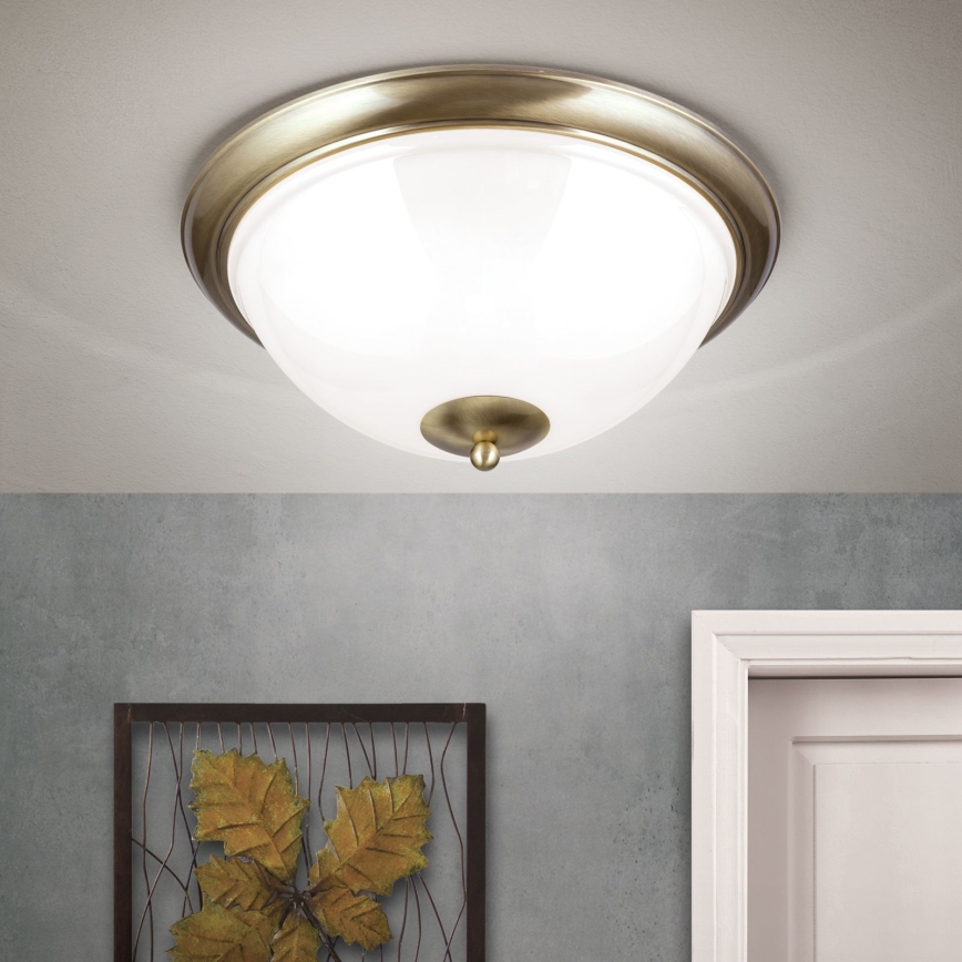 Griestu lampa AUSTRIAN OLD LAMP 3xE27/60W/230V d. 50 cm bronza/balta