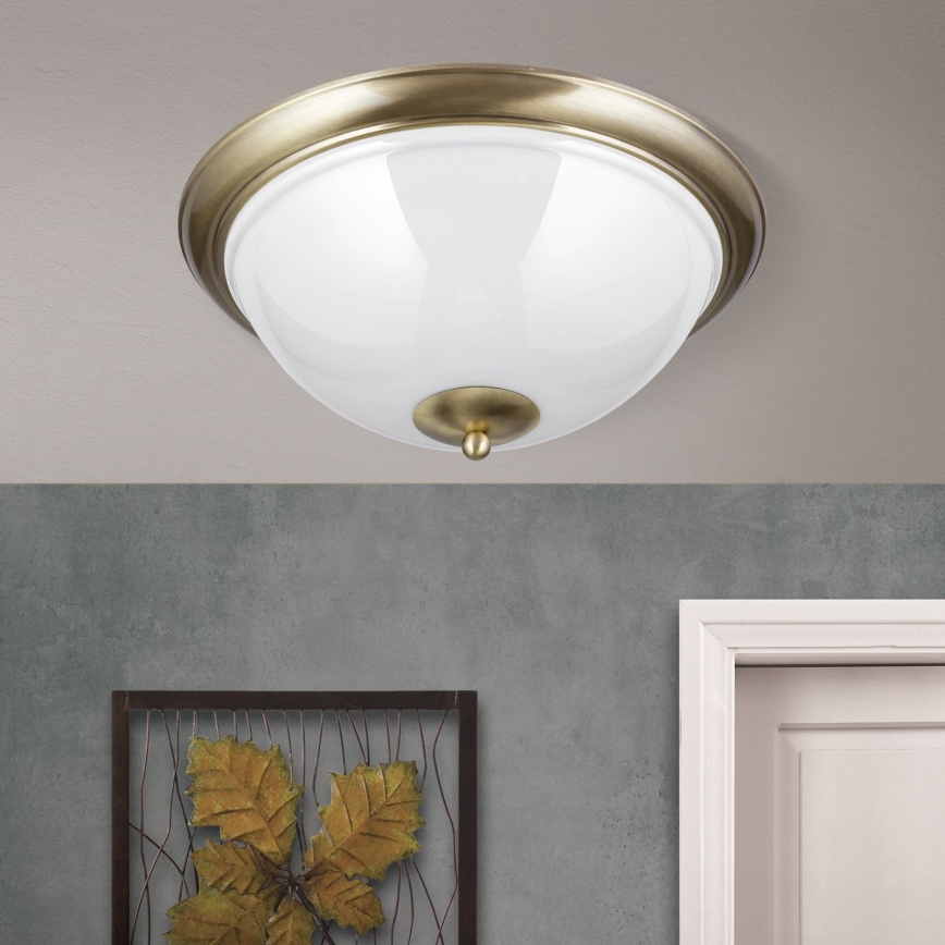 Griestu lampa AUSTRIAN OLD LAMP 3xE27/60W/230V d. 50 cm bronza/balta