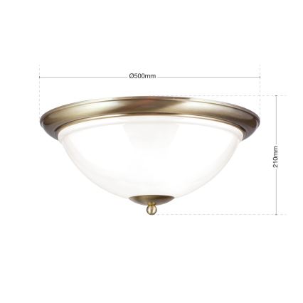 Griestu lampa AUSTRIAN OLD LAMP 3xE27/60W/230V d. 50 cm bronza/balta