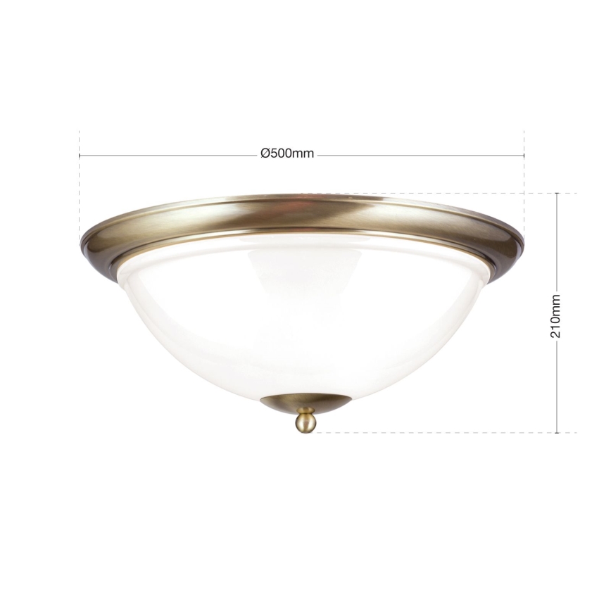 Griestu lampa AUSTRIAN OLD LAMP 3xE27/60W/230V d. 50 cm bronza/balta
