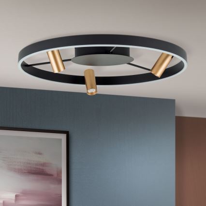LED dimējams griestu gaismeklis BERLIN LED/50W/230V melns/zelts