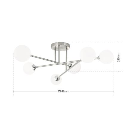 Virsapmetuma lustra SNOWWHITE 6xG9/20W/230V d. 84 cm matēts hroms