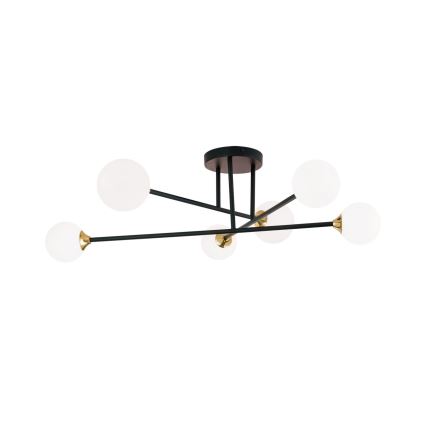 Virsapmetuma lustra SNOWWHITE 6xG9/20W/230V d. 84 cm melna/zelta