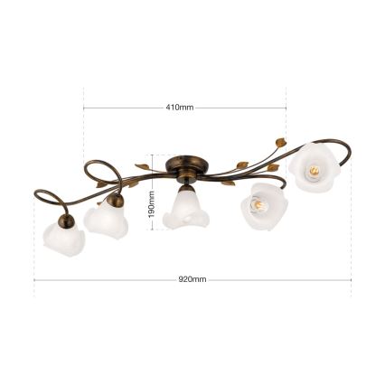 Virsapmetuma lustra SISI 5xE14/40W/230V bronza/patina