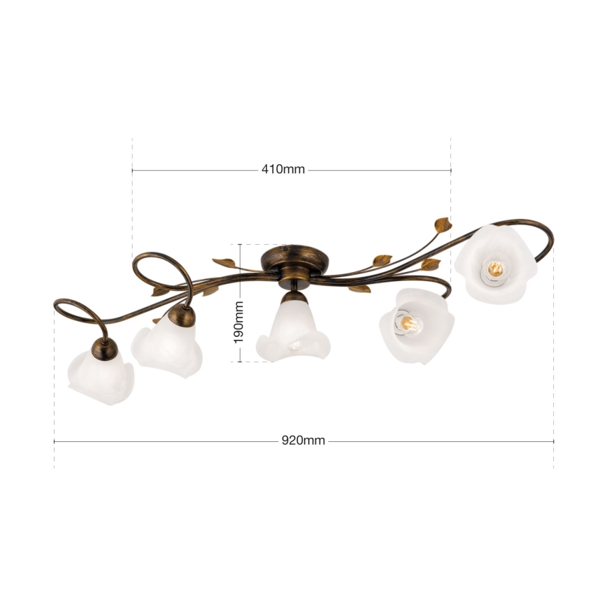 Virsapmetuma lustra SISI 5xE14/40W/230V bronza/patina