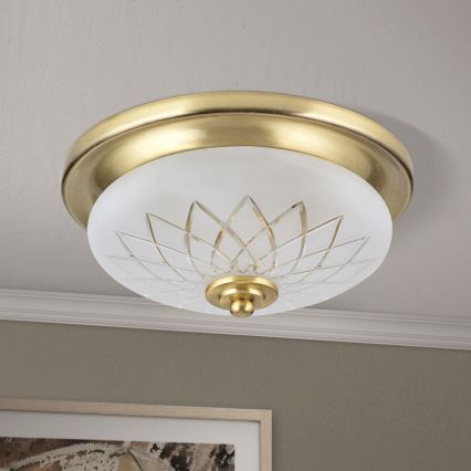 Griestu lampa PORTO 1xE27/40W/230V d. 26 cm zelta