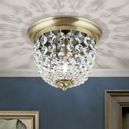 Kristāla griestu lampa PLAFOND 1xE27/40W/230V d. 26 cm bronza