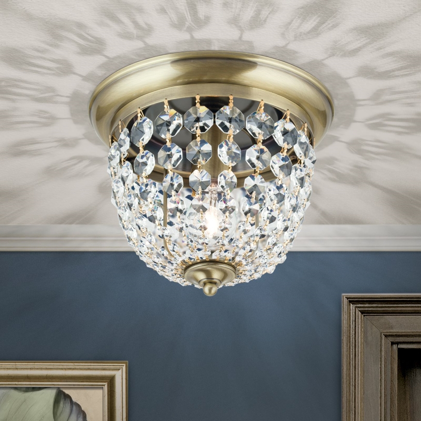 Kristāla griestu lampa PLAFOND 1xE27/40W/230V d. 26 cm bronza