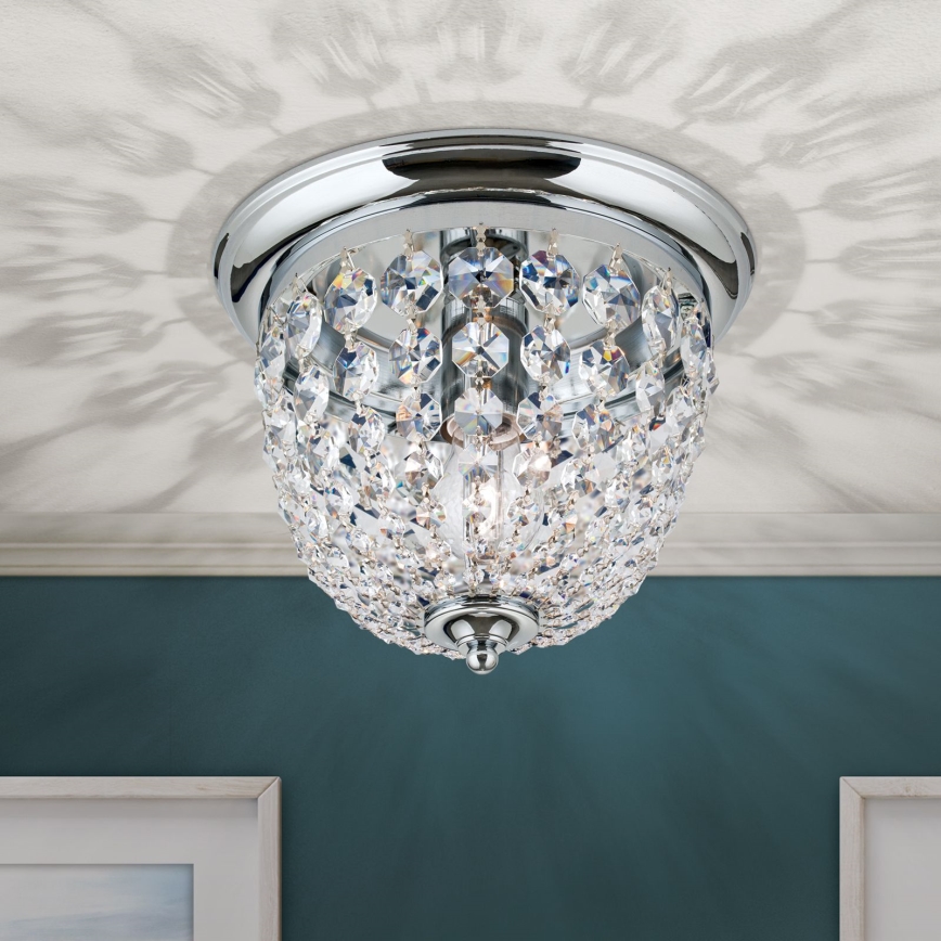 Kristāla griestu lampa PLAFOND 1xE27/40W/230V d. 26 cm spīdīgi hromēts