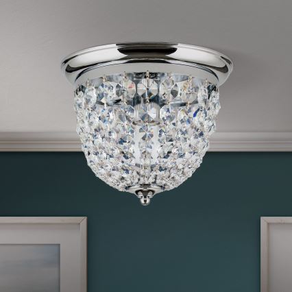 Kristāla griestu lampa PLAFOND 1xE27/40W/230V d. 26 cm spīdīgi hromēts