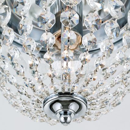 Kristāla griestu lampa PLAFOND 1xE27/40W/230V d. 26 cm spīdīgi hromēts
