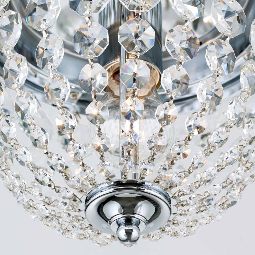 Kristāla griestu lampa PLAFOND 1xE27/40W/230V d. 26 cm spīdīgi hromēts