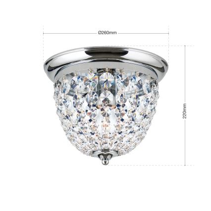Kristāla griestu lampa PLAFOND 1xE27/40W/230V d. 26 cm spīdīgi hromēts