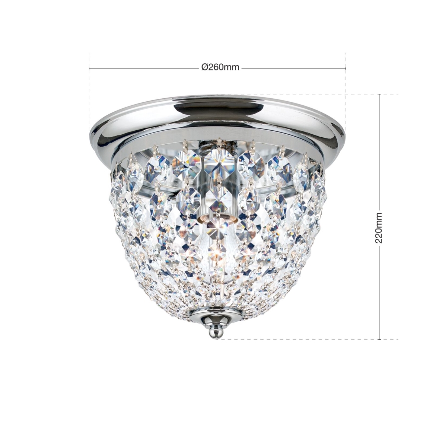 Kristāla griestu lampa PLAFOND 1xE27/40W/230V d. 26 cm spīdīgi hromēts