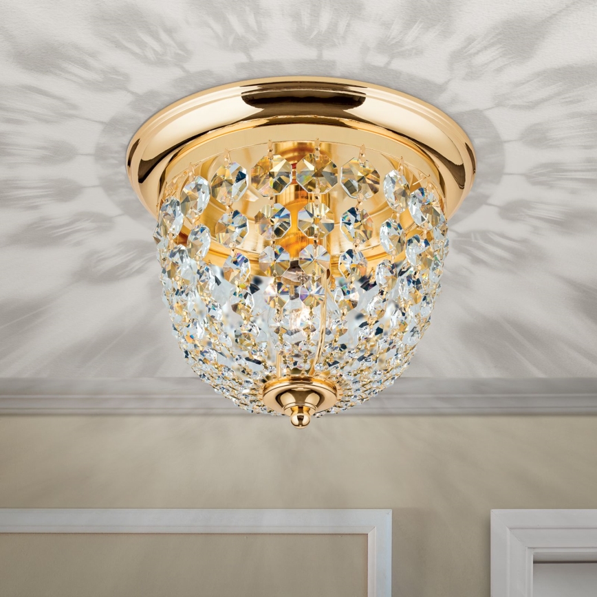 Kristāla griestu lampa PLAFOND 1xE27/40W/230V d. 26 cm zelta