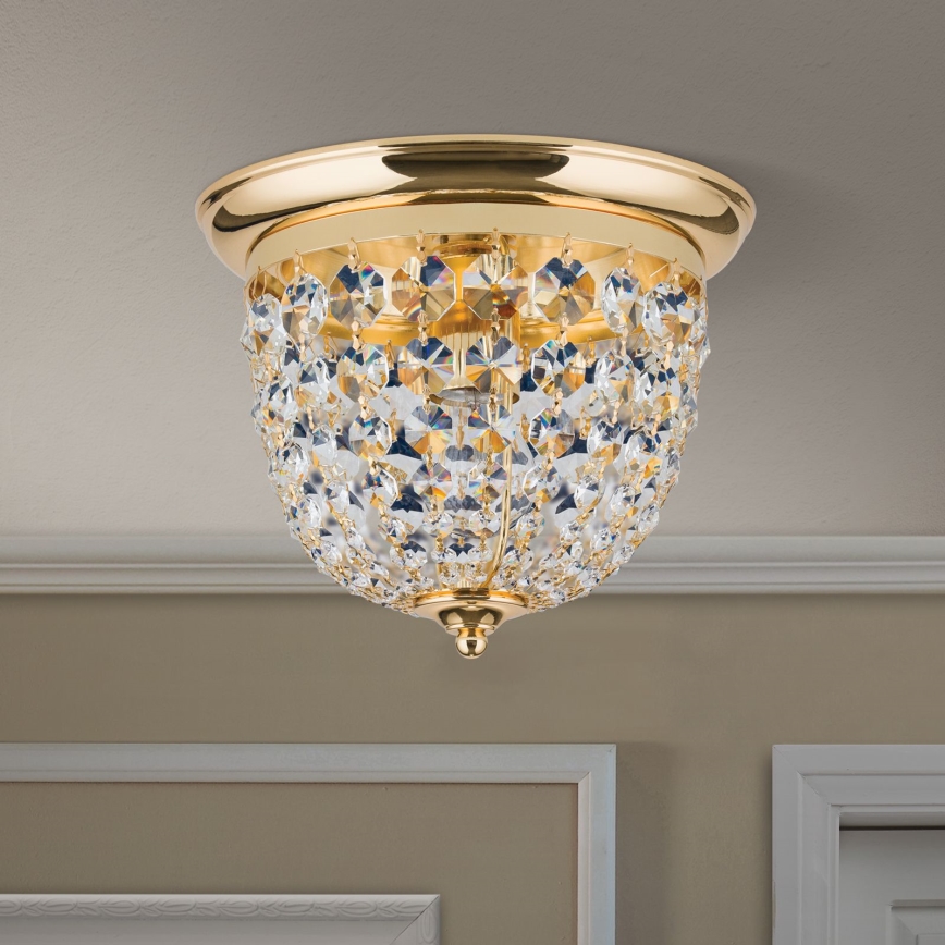 Kristāla griestu lampa PLAFOND 1xE27/40W/230V d. 26 cm zelta