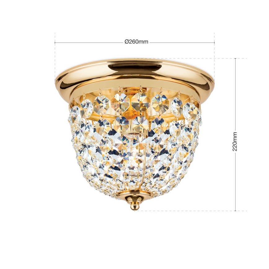 Kristāla griestu lampa PLAFOND 1xE27/40W/230V d. 26 cm zelta